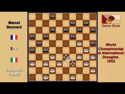 Edmondo Fanelli (ITA) - Marcel Bonnard (FRA). Draughts World Championship. 1952.