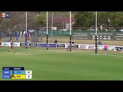 Rd 15 Hostplus SANFL Snapshot - Glenelg's Hugh Stagg soccers from tight angle