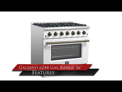 Forno Galiano 36-inch Freestanding Gas Range in White with Antique Brass Design (FFSGS6244-36WHT)