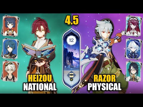 F2P Razor Physical DPS & Heizou National Team | Spiral Abyss 4.5 Floor 12 9 Stars | Genshin Impact