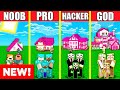 GIRL PINK HOUSE BUILD CHALLENGE - Minecraft Battle: NOOB vs PRO vs HACKER vs GOD / Animation ALEX