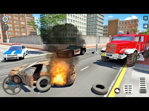 Fast Fire Truck Driving Simulator #2 - Mission: Put Out A Burning Car - Android Gameplay