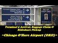 Chicago O’Hare Airport – Terminal 5 Arrival, Baggage Claim, and Rideshare Pickup