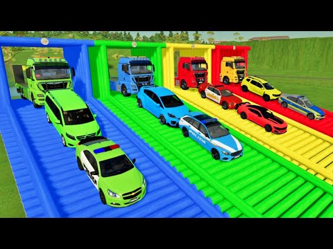 TRANSPORTING DACIA, MERCEDES, FORD, TOYOTA, CHEVROLET, BMW, DODGE POLICE CARS | Farming Simulator 22