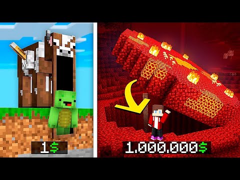Mikey POOR Secret House vs JJ RICH Secret Base Battle in Minecraft - Maizen