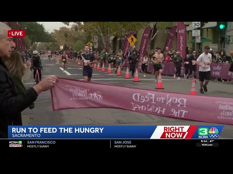 Watch as the 5K Run to Feed the Hungry runner wins the race