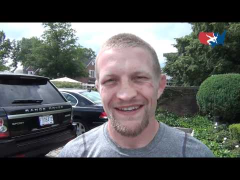 Olympian Sam Hazewinkel prior to 2012 Beat the Streets USA vs Russia dual in Times Square
