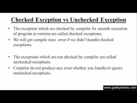 Learn 181 Difference between Checked Exceptions and Unchecked ...