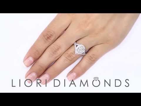 ER-SOLD-176 - 1.74 Carat H-VVS1 Pear Shape Diamond Engagement Ring 18k White Gold Pave Halo