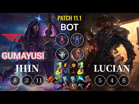T1 Gumayusi Jhin vs Lucian Bot - KR Patch 11.1