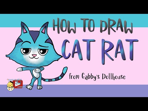 How to Draw Cat Rat from Gabby’s Dollhouse - Little Hatchlings Art Lessons