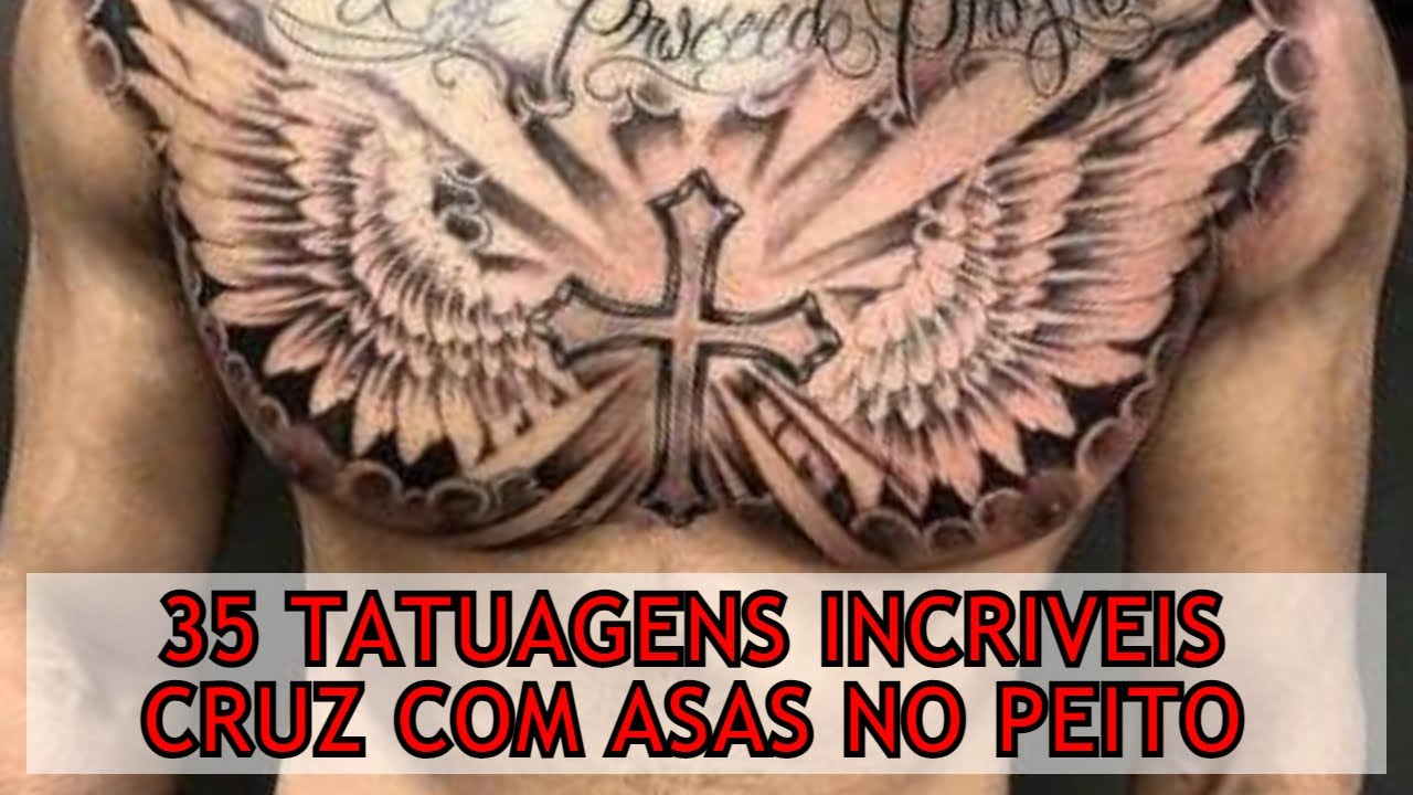 INCRIVEIS 35 TATUAGENS CRUZ COM ASAS NO PEITO IMPRESSIONANDO