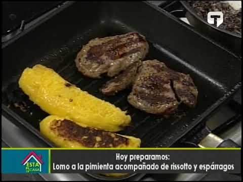 Hoy preparamos: Lomo a la pimienta acompañado de rissotto y espárragos