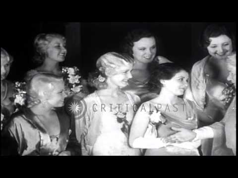 Madame Schumann-Heink introduces 13 young actress in Hollywood, California. HD Stock Footage