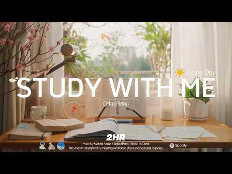 🥕2-HOUR STUDY WITH ME  Sunny Day ⛅| 🎹Calm Piano | Pomodoro 50-10, Spring 2026 🌸