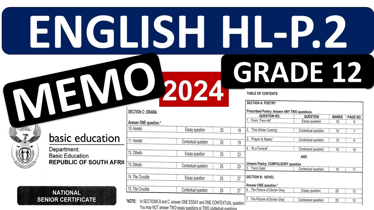 P.2 MEMO ENGLISH HOME LANGUAGE 2024  GRADE 12 2024 FINAL EXAMS  NOVEMBER MEMO: THUNDEREDUC