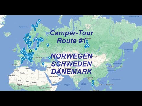 Camper Tour # 1 Dänemark Norwegen Schweden. Reise Route mit Wohnmobil, Auto mit Wohnwagen, mit Auto.