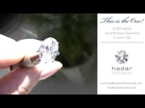 HPHT Diamond Sale:  2.20 ct GIA Certified Oval Brilliant, E, VS1