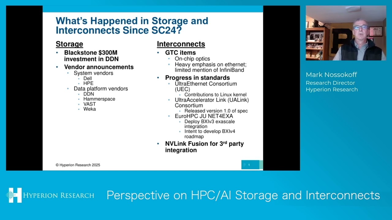 Perspectives on HPC/AI Storage and Interconnects -- Mark Nosokoff