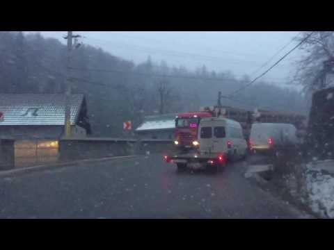 Driving while snowing in Slow Mo at Pluton, Neamt county