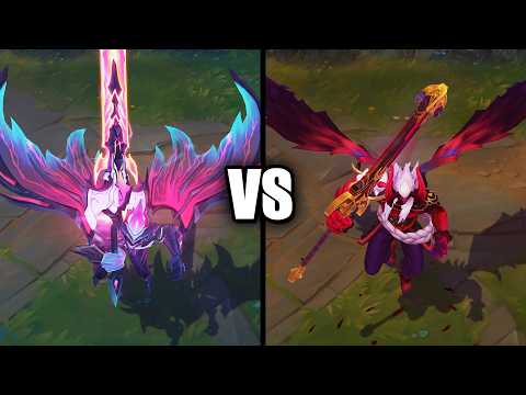 Primordian Aatrox vs Blood Moon Aatrox Skins Comparison (League of Legends)
