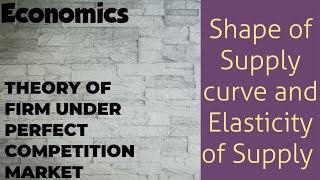 Economics: Theory of firm under perfect competition market- Shape of Supply curve and Elasticity