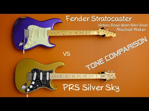 Fender Mischief Maker Vintera Road Worn Strat vs PRS Silver Sky Tone Comparison