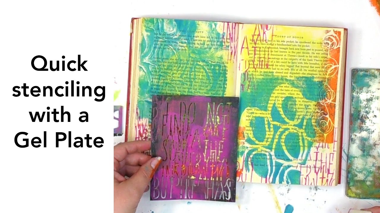 Quick stenciling with a Gel Plate