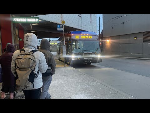Translink 2022-23 NovaBus LFS E + H23201 on 100 to 22nd street station (Brand New Bus)