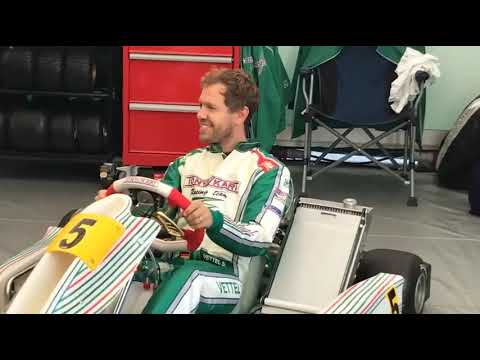 Sebastian Vettel with his kart during his visit in Lonato, Italy (September 2019)