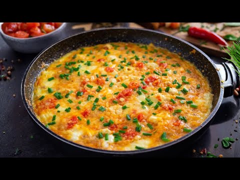Egg Breakfast in 10 Minutes! Frittata-Style Omelet with Tomatoes and Feta. #620