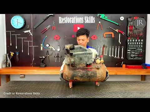 Restoration of Old Rusty Air Compressor Engine __ Restore Vintage Air Compressor