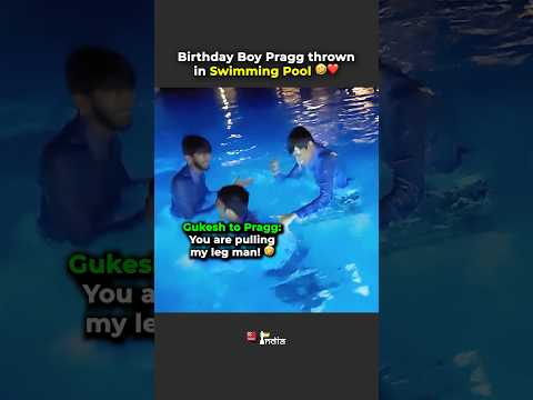 Gukesh & Pragg THROWN in Swimming Pool 🤣 #chess #gukesh #praggnanandhaa