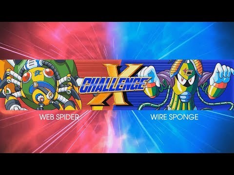 Mega Man X Legacy Collection - X Challenge - Web Spider & Wire Sponge Battle Gameplay