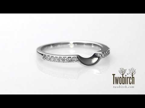 0.16 Carat Notched Matching Wedding Ring - TwoBirch TB-BND-0005-WG-C