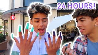WEARING LONG ACRYLIC NAILS FOR 24 HOURS!! CHALLENG