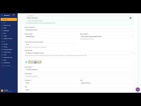Tutoriel vidéo : Informations entreprise — Formation FacturesPro