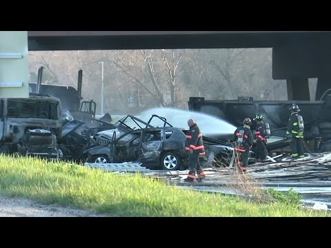 Prosecutors in Colorado have filed 40 charges against a truck driver accused of causing a fiery freeway crash that killed four people. The charges include four counts of vehicular homicide. (May 3)