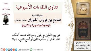 ما حكم قول باسم الله عن سكب الماء الحار أو اللبن أو عند وضع الشيء بقوة؟ لمعالي الشيخ صالح الفوزان image