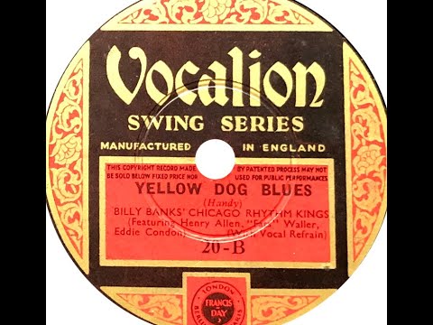 Billy Banks' Chicago Rhythm Kings "Yellow Dog Blues" Eddie Condon, Fats Waller, hot jazz jass 78 rpm