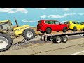 BeamNG Drive Cars On Flatbed Trailer Vs McQueen Epic Crash Battle Part 19