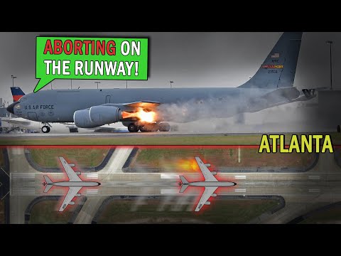 Military KC-135 UNCONTAINED ENGINE FLAMEOUT on Takeoff!