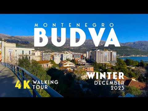 Budva 4K | Montenegro Walking City Tour in Winter Season