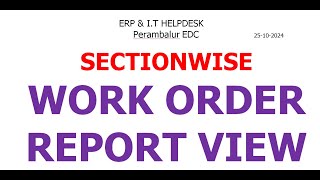WORK ORDER REPORT View Version 3