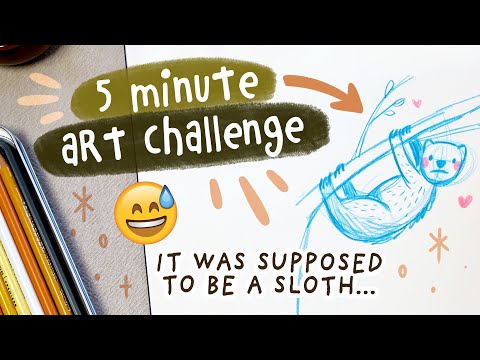 5 Minute Drawing Challenge (it's so hard!) - *Trying* To Draw Animals Without A Reference 😅