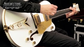 Video thumbnail for Gretsch Guitars G6139-CB White Falcon Center Block Electric Guitar, White by Musician's Friend
