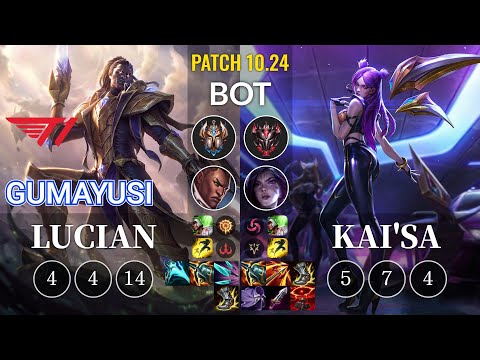 T1 Gumayusi Lucian vs Kai'Sa Bot - KR Patch 10.24