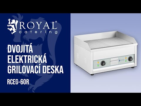 video - Dvojitá elektrická grilovací deska - 600 x 400 mm - Royal Catering - 2 x 2 500 W