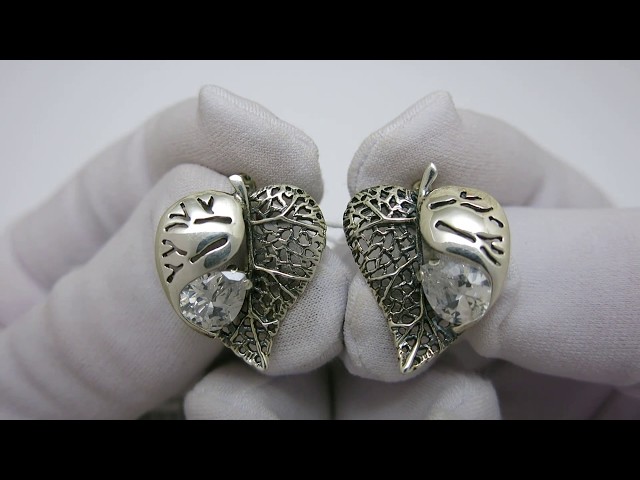 Срібні сережки Листики 289кн Відео огляд