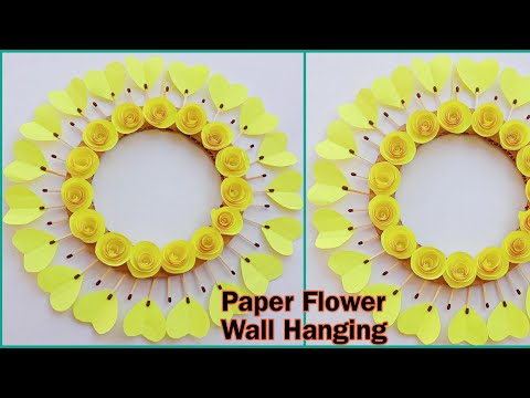 DIY: Origami Paper Flower Wall Hanging Idea/How To Make Paper Matchstick Flower Wall Hanging Easy